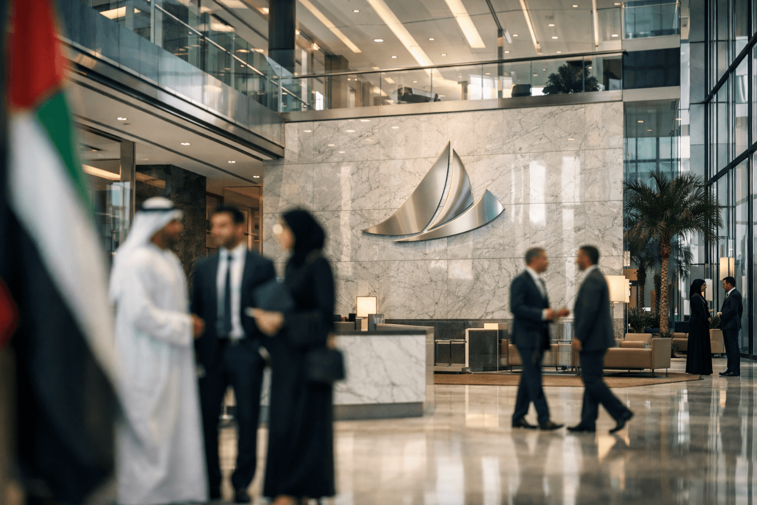 Uae corporate bank headquarters lobby