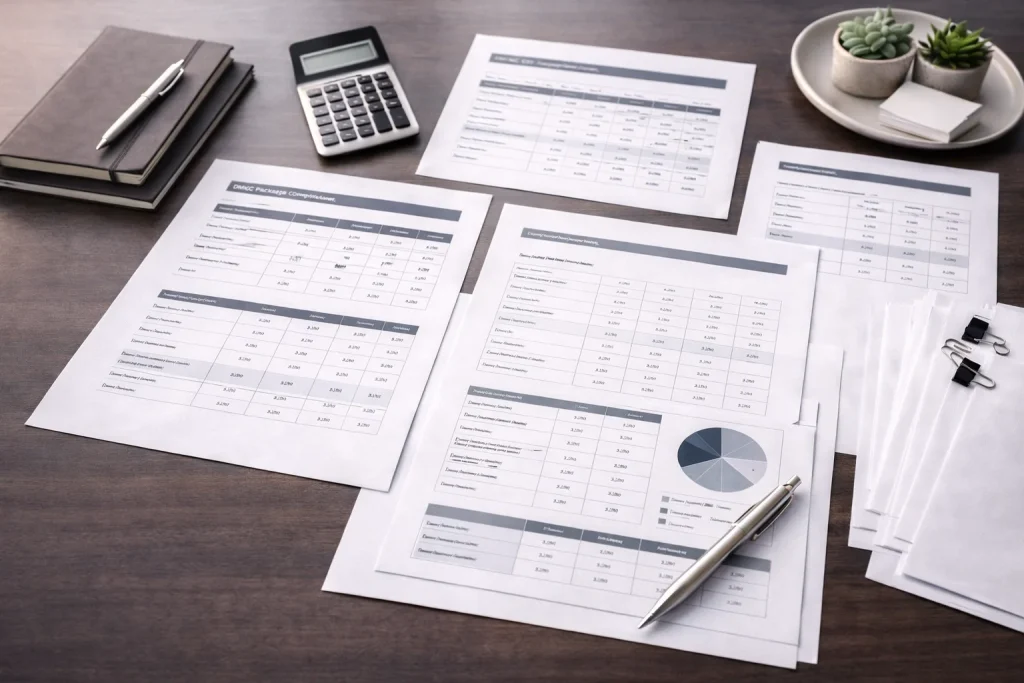 DMCC Free Zone cost analysis documents and investment planning materials for business setup budgeting