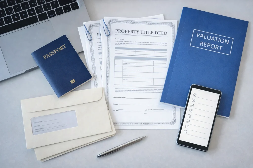 Organized documents for Dubai Golden Visa property investment process