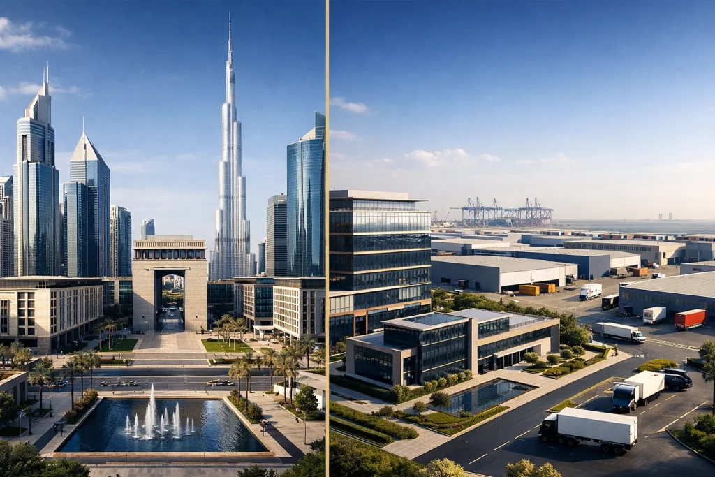 Dubai mainland vs free zone comparison 2026