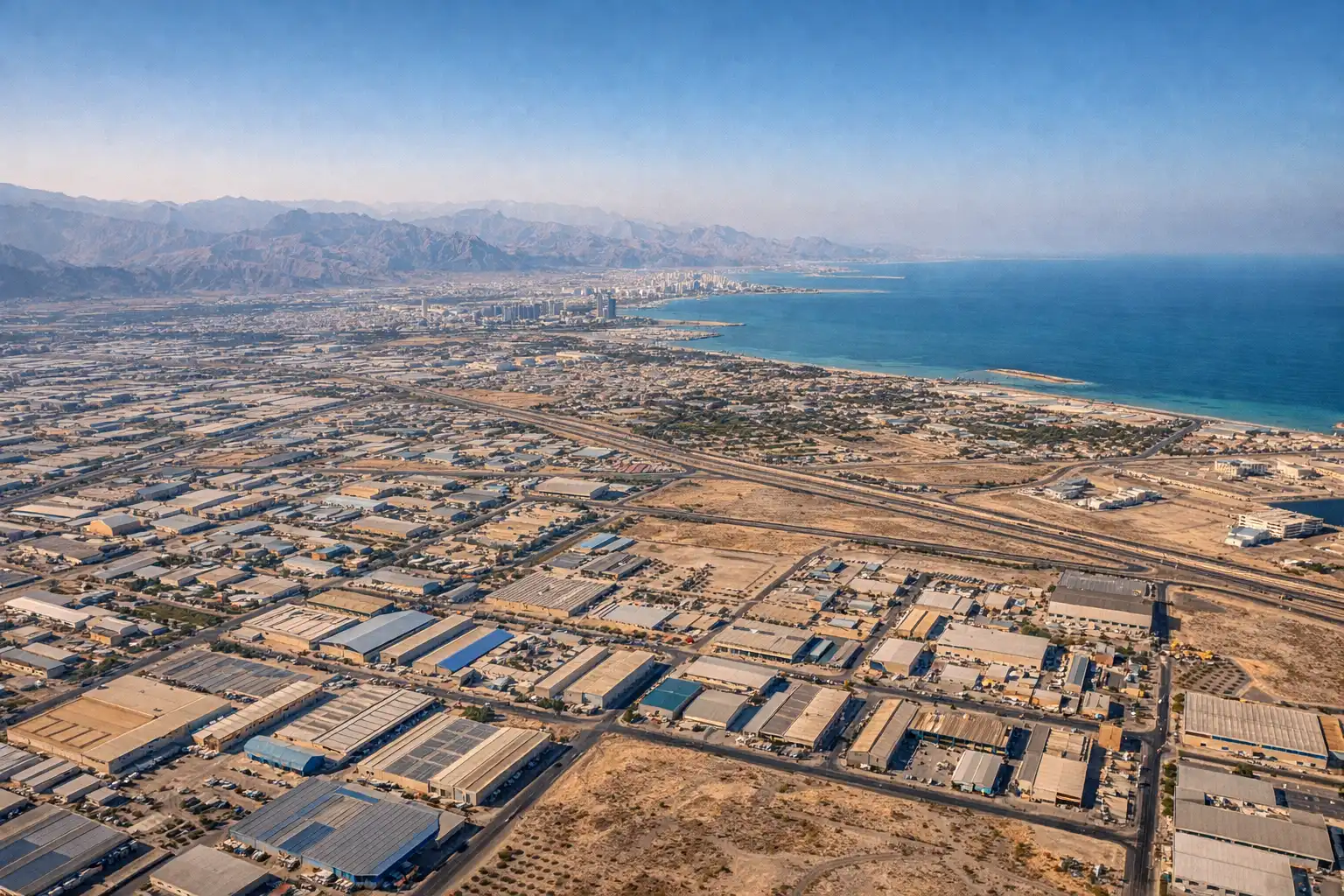 Sharjah ras al khaimah free zone industrial areas aerial